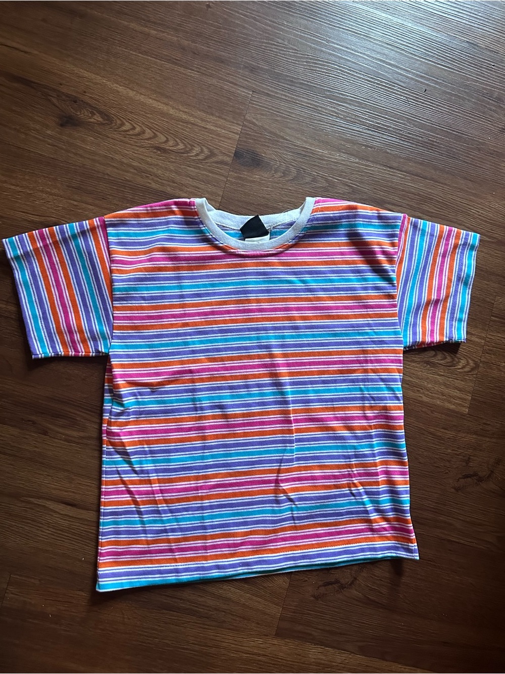 Vintage Kids Multicolor Striped Short Sleeve Tee - White Neckband